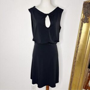 Huminska New York Silky Black Short Sleeve Keyhole Dress Size 4